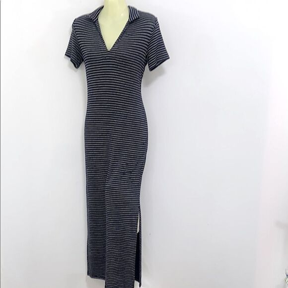 Rag & Bone Dress Maxi “Viola” Navy / White Striped Excellent Sz 2/4 - Picture 1 of 7